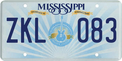 MS license plate ZKL083