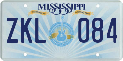 MS license plate ZKL084
