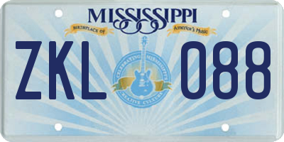 MS license plate ZKL088