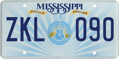 MS license plate ZKL090