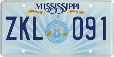 MS license plate ZKL091