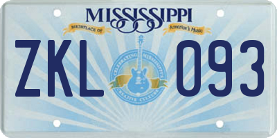 MS license plate ZKL093