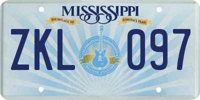 MS license plate ZKL097