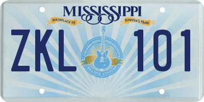 MS license plate ZKL101