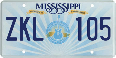 MS license plate ZKL105