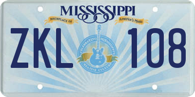 MS license plate ZKL108