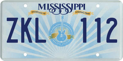 MS license plate ZKL112