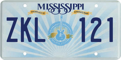 MS license plate ZKL121