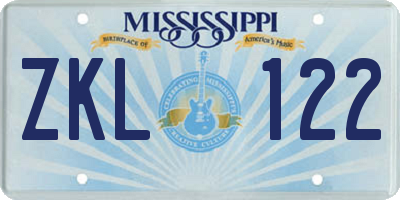 MS license plate ZKL122