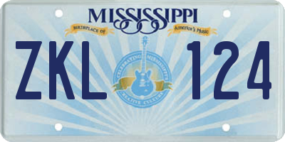 MS license plate ZKL124