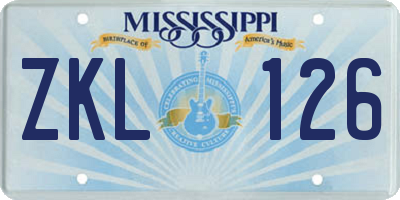MS license plate ZKL126