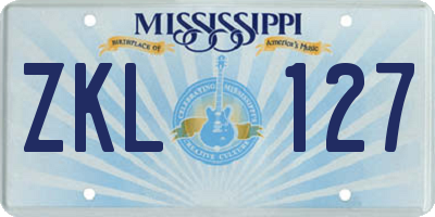 MS license plate ZKL127