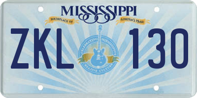 MS license plate ZKL130