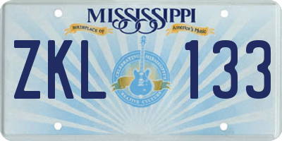 MS license plate ZKL133