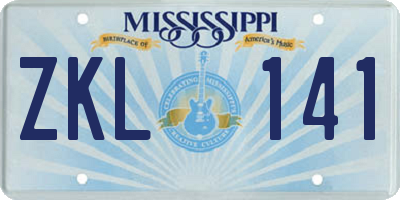 MS license plate ZKL141
