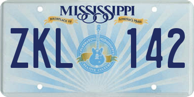 MS license plate ZKL142