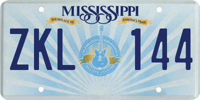 MS license plate ZKL144