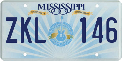 MS license plate ZKL146