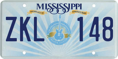 MS license plate ZKL148