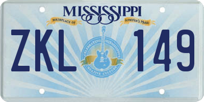 MS license plate ZKL149