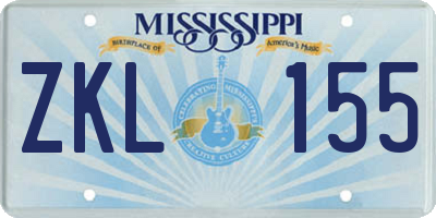 MS license plate ZKL155