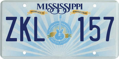 MS license plate ZKL157