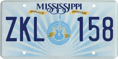 MS license plate ZKL158