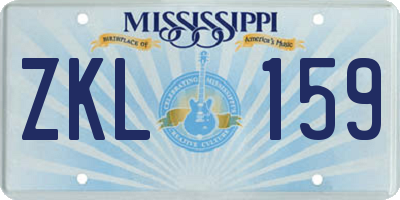 MS license plate ZKL159