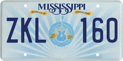 MS license plate ZKL160