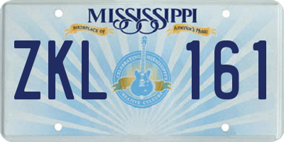 MS license plate ZKL161