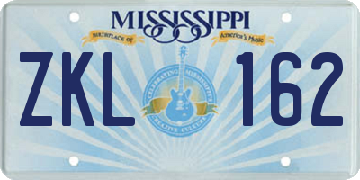 MS license plate ZKL162