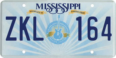 MS license plate ZKL164