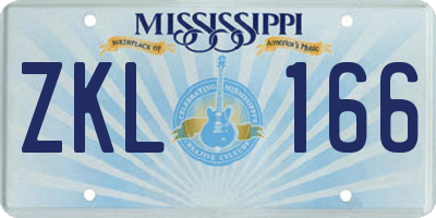 MS license plate ZKL166