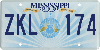 MS license plate ZKL174