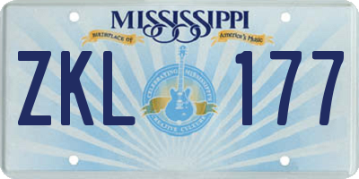 MS license plate ZKL177