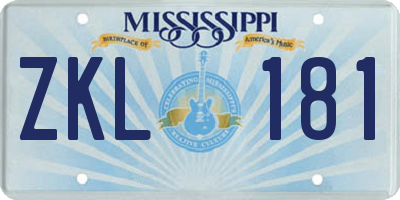 MS license plate ZKL181