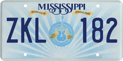 MS license plate ZKL182