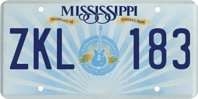 MS license plate ZKL183