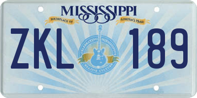 MS license plate ZKL189