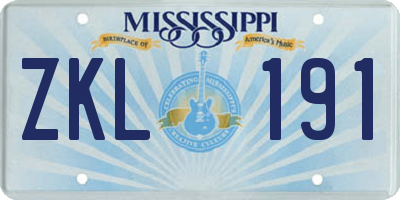 MS license plate ZKL191