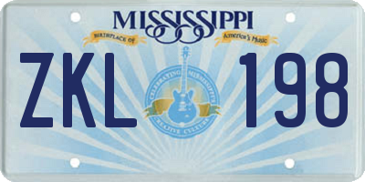 MS license plate ZKL198