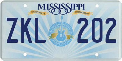 MS license plate ZKL202