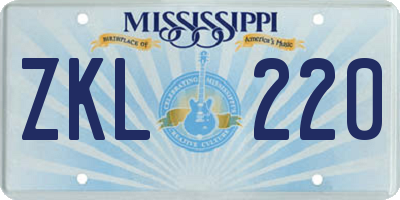 MS license plate ZKL220