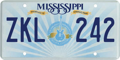 MS license plate ZKL242