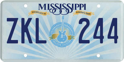MS license plate ZKL244