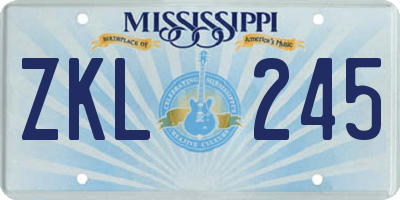 MS license plate ZKL245