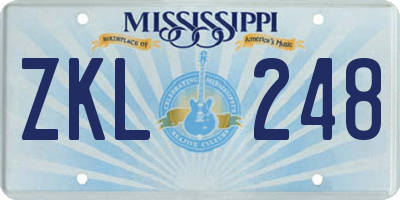 MS license plate ZKL248