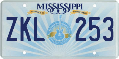 MS license plate ZKL253