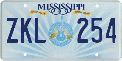 MS license plate ZKL254