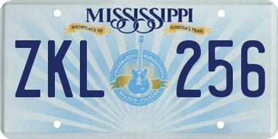 MS license plate ZKL256